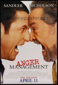 5p049 ANGER MANAGEMENT advance DS 1sh '03 Adam Sandler & Jack Nicholson face off!