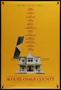 5p059 AUGUST: OSAGE COUNTY teaser DS 1sh '13 cool image of house, misery loves family