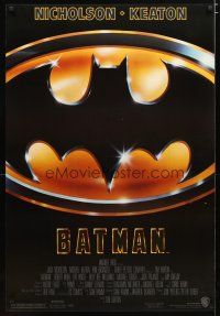 5p080 BATMAN matte 1sh '89 Michael Keaton, Jack Nicholson, directed by Tim Burton!