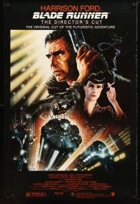 5p113 BLADE RUNNER DS 1sh R92 Ridley Scott sci-fi classic, art of Harrison Ford by John Alvin!