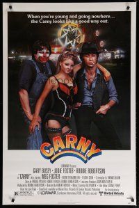5p147 CARNY 1sh '80 Jodie Foster, Robbie Robertson, Gary Busey in carnival clown make up!