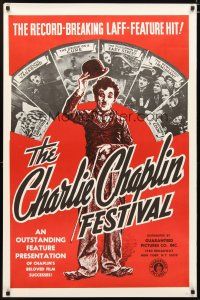5p158 CHARLIE CHAPLIN FESTIVAL 1sh R1960s a record-breaking laff-feature hit, great images!