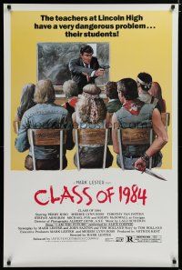 5p168 CLASS OF 1984 1sh '82 art of teacher Roddy McDowall & bad punk teens!