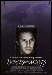 5p200 DANCES WITH WOLVES DS 1sh '90 cool image of Kevin Costner & buffalo!