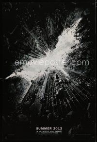 5p209 DARK KNIGHT RISES teaser DS 1sh '12 cool image of Batman's cowl in broken buildings!