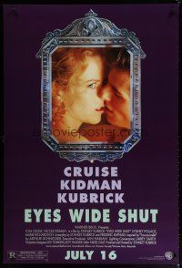 5p281 EYES WIDE SHUT advance DS 1sh '99 Kubrick, romantic c/u of Tom Cruise & Nicole Kidman!
