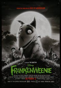 5p297 FRANKENWEENIE advance DS 1sh '12 Tim Burton, horror image of wacky dog!