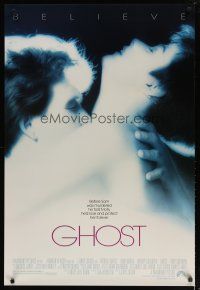 5p322 GHOST 1sh '90 classic romantic close up of dead Patrick Swayze & sexy Demi Moore!