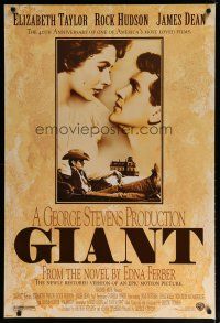 5p326 GIANT 1sh R96 James Dean, Elizabeth Taylor, Rock Hudson, directed by George Stevens!