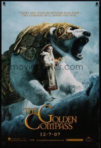 5p336 GOLDEN COMPASS teaser DS 1sh '07 Nicole Kidman, Dakota Blue Richards w/bear!