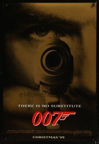 5p337 GOLDENEYE advance DS 1sh '95 Pierce Brosnan as secret agent James Bond 007, cool close-up!