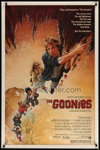 5p344 GOONIES 1sh '85 Josh Brolin, teen adventure classic, Drew Struzan art!