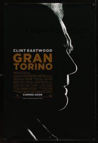 5p345 GRAN TORINO advance DS 1sh '08 cool profile of star/director Clint Eastwood!