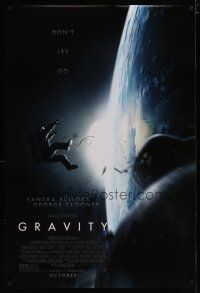 5p349 GRAVITY October advance DS 1sh '13 Sandra Bullock, George Clooney, adrift in space!