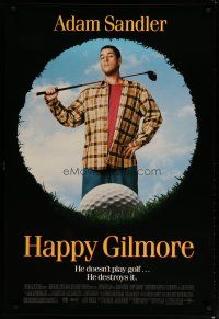 5p358 HAPPY GILMORE heavy stock 1sh '96 image of Adam Sandler, he doesn't play, he destroys golf!