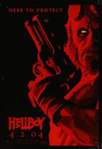5p364 HELLBOY teaser 1sh '04 Mike Mignola comic, Ron Perlman, here to protect!
