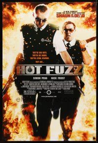 5p379 HOT FUZZ 1sh '07 Simon Pegg & Nick Frost walking out of flames!