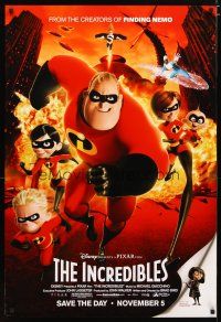 5p398 INCREDIBLES advance DS 1sh '04 Disney/Pixar animated superhero family!