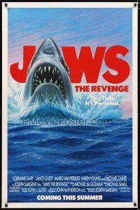 5p419 JAWS: THE REVENGE advance 1sh '87 art of the Great White Shark, this time it's personal!