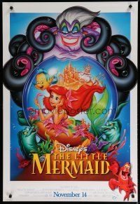 5p467 LITTLE MERMAID advance DS 1sh R97 great image of Ariel & cast, Disney underwater cartoon!