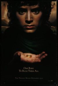 5p478 LORD OF THE RINGS: THE FELLOWSHIP OF THE RING teaser 1sh '01 J.R.R. Tolkien, one ring!