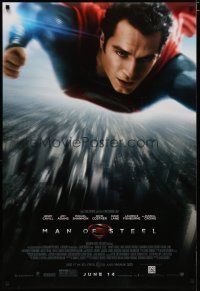 5p498 MAN OF STEEL advance DS 1sh '13 Henry Cavill in the title role as Superman flying!