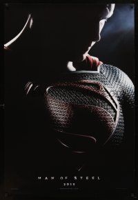 5p499 MAN OF STEEL teaser DS 1sh '13 close-up of Henry Cavill in the title role as Superman!