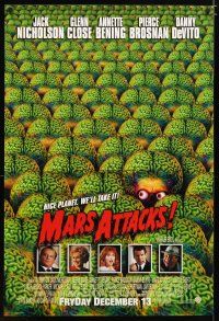 5p507 MARS ATTACKS! advance DS 1sh '96 directed by Tim Burton, great image of many alien brains!