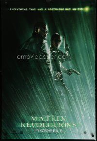 5p518 MATRIX REVOLUTIONS teaser DS 1sh '03 Laurence Fishburne & sexy Carrie-Anne Moss!