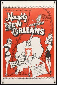 5p561 NAUGHTY NEW ORLEANS 1sh R59 Bourbon St. showgirls in the French Quarter after dark!