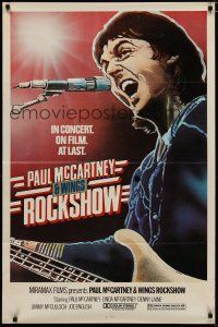 5p586 PAUL MCCARTNEY & WINGS ROCKSHOW 1sh '80 art of him playing guitar & singing by Kozlowski!