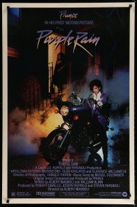 5p612 PURPLE RAIN 1sh '84 Prince riding motorcycle, in his first motion picture!