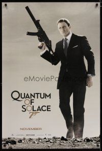 5p614 QUANTUM OF SOLACE int'l teaser 1sh '08 Daniel Craig as Bond with H&K submachine gun!