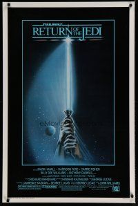 5p637 RETURN OF THE JEDI 1sh '83 George Lucas classic, art of hands holding lightsaber!