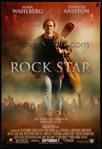 5p650 ROCK STAR advance DS 1sh '01 Jennifer Aniston, cool image of Mark Wahlberg!
