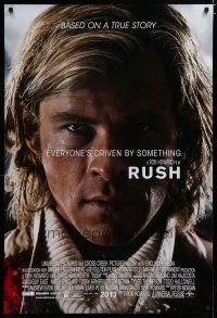 5p659 RUSH advance DS 1sh '13 cool close-up of Chris Hemsworth as F1 driver James Hunt!