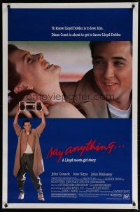 5p665 SAY ANYTHING 1sh '89 image of John Cusack holding boombox, Ione Skye, Cameron Crowe!