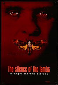 5p691 SILENCE OF THE LAMBS style B teaser DS 1sh '90 creepy Anthony Hopkins with moth over mouth!