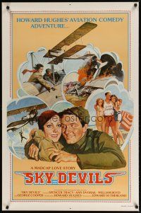 5p695 SKY DEVILS 1sh R79 Howard Hughes, great art of Spencer Tracy, Ann Dvorak & airplanes!