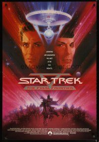 5p727 STAR TREK V 1sh '89 The Final Frontier, art of William Shatner & Leonard Nimoy by Bob Peak!