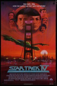 5p726 STAR TREK IV 1sh '86 cool art of Leonard Nimoy & William Shatner by Bob Peak!