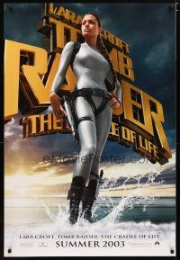 5p775 TOMB RAIDER THE CRADLE OF LIFE teaser DS 1sh '03 sexy Angelina Jolie in spandex!