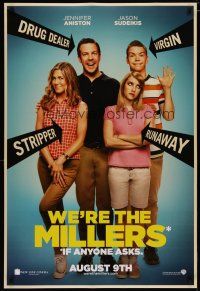 5p817 WE'RE THE MILLERS teaser DS 1sh '13 Jennifer Aniston, Jason Sudeikis, Emma Roberts & Poulter!