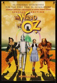 5p824 WIZARD OF OZ advance DS 1sh R98 Victor Fleming, Judy Garland all-time classic!