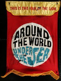 5s264 AROUND THE WORLD UNDER THE SEA cloth banner '66 This is the year of the lion, MGM!