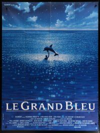 5s769 BIG BLUE French 1p '88 Luc Besson's Le Grand Bleu, cool image of boy & dolphin!