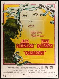 5s799 CHINATOWN French 1p R70s art of Jack Nicholson & Faye Dunaway by Jim Pearsall, Roman Polanski