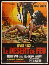5s819 DESERT OF FIRE French 1p '71 wild art of sexy Edwige Fenech in bikini covered in cash!