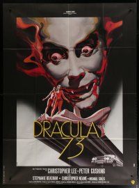 5s823 DRACULA A.D. 1972 French 1p '73 different Landi art of Christopher Lee & naked ladies!