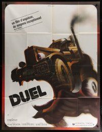 5s825 DUEL French 1p '73 Steven Spielberg, wacky different killer vehicle art by Landi!